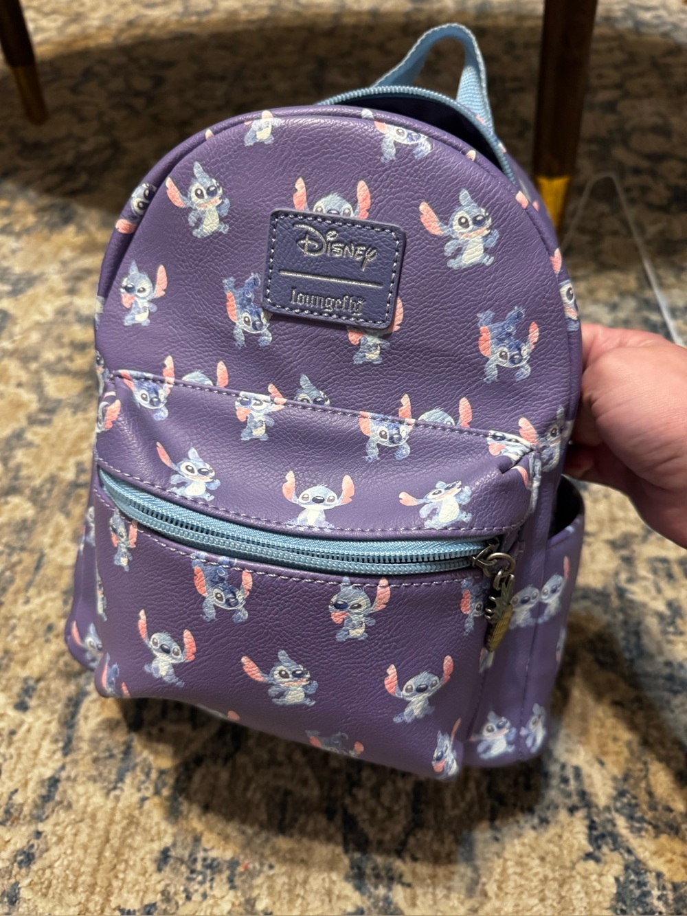 Loungefly Disney Stitch Mini Backpack - Purple with Light Blue Accents